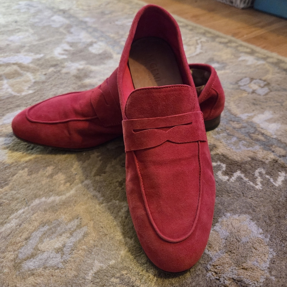 M. Gemi Red Leather Loafers Handmade In Italy EU Sz 38.5